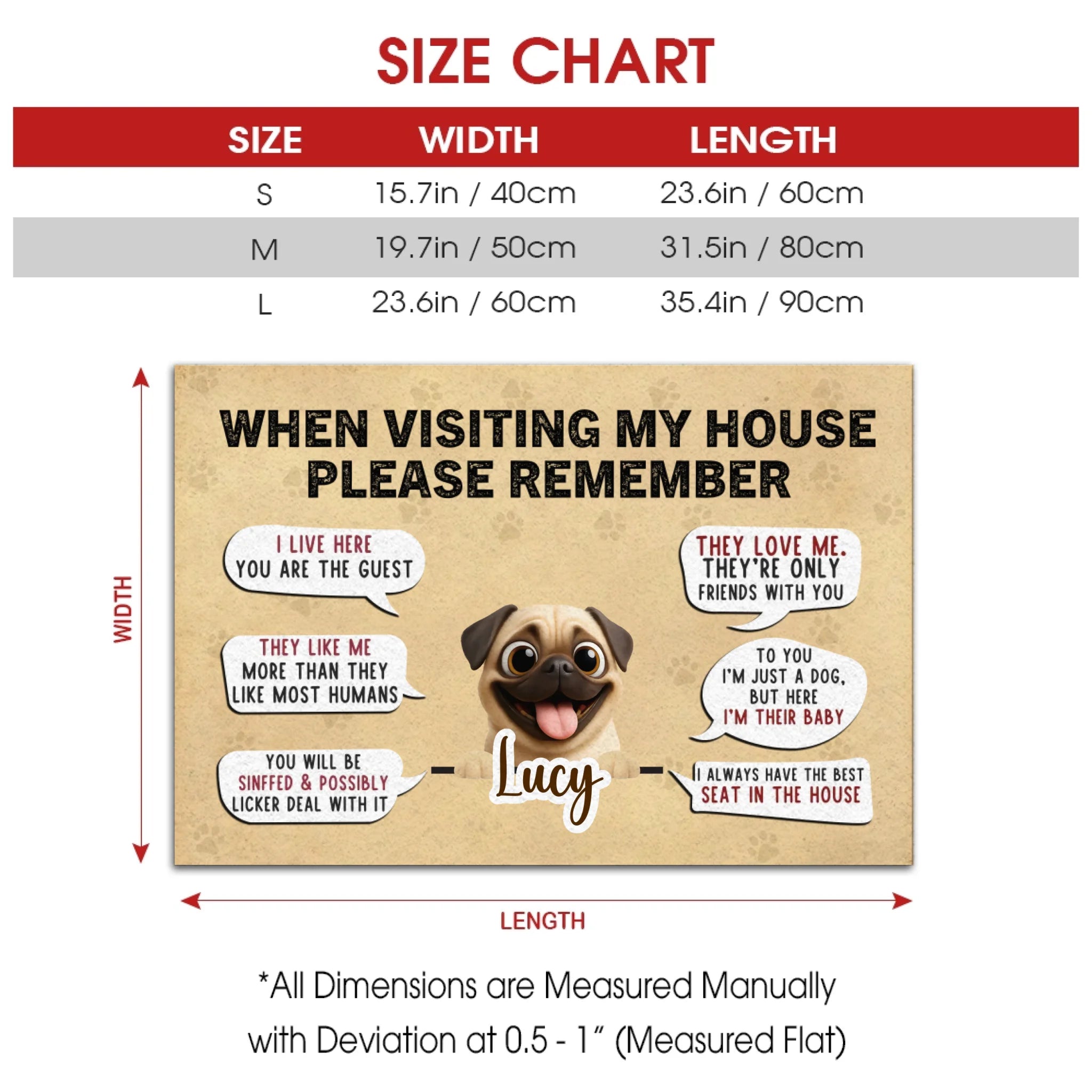 Customized Pug Doormat - A Special Gift, When Visiting My House | 89Prints