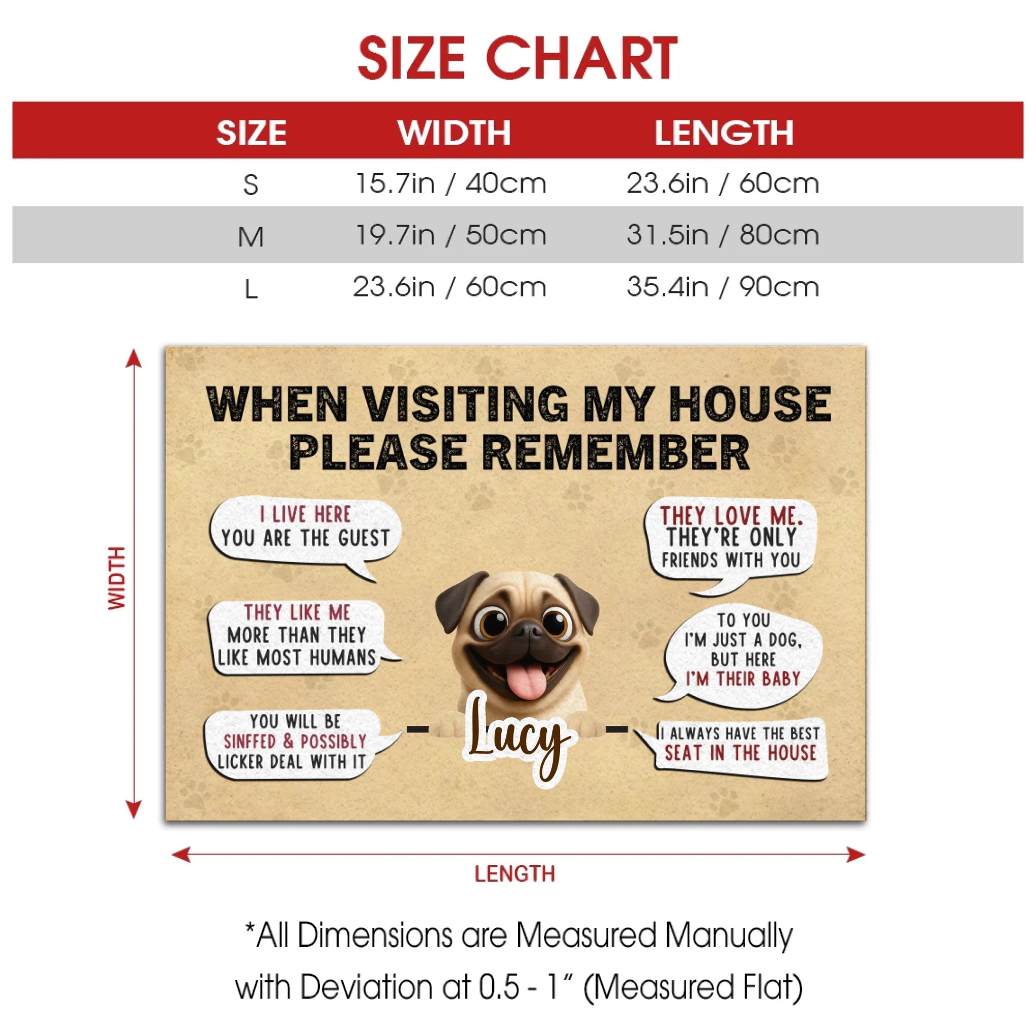 Customized Pug Doormat - A Special Gift, When Visiting My House | 89Prints
