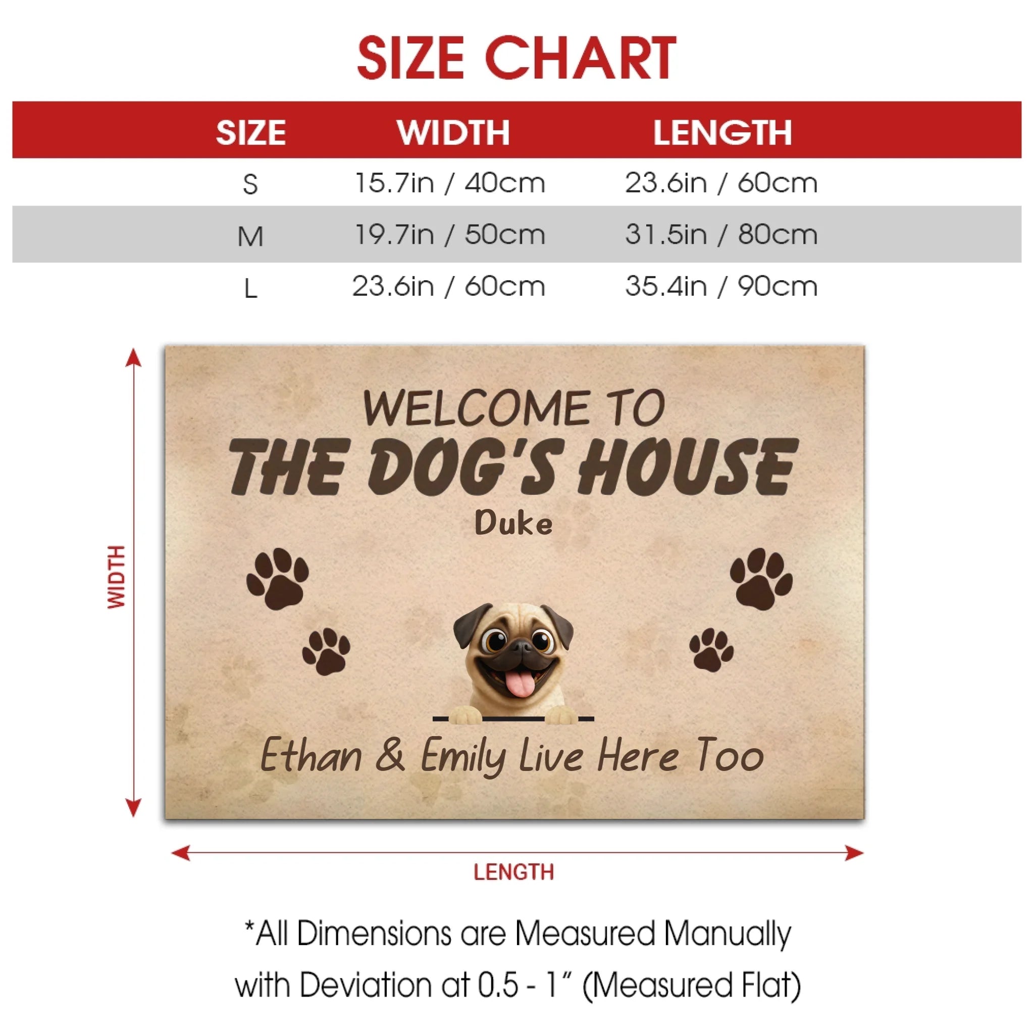 Personalized Pug Lover Doormat - Welcome To The Dog's House Custom Dog Name Gift | 89 Prints