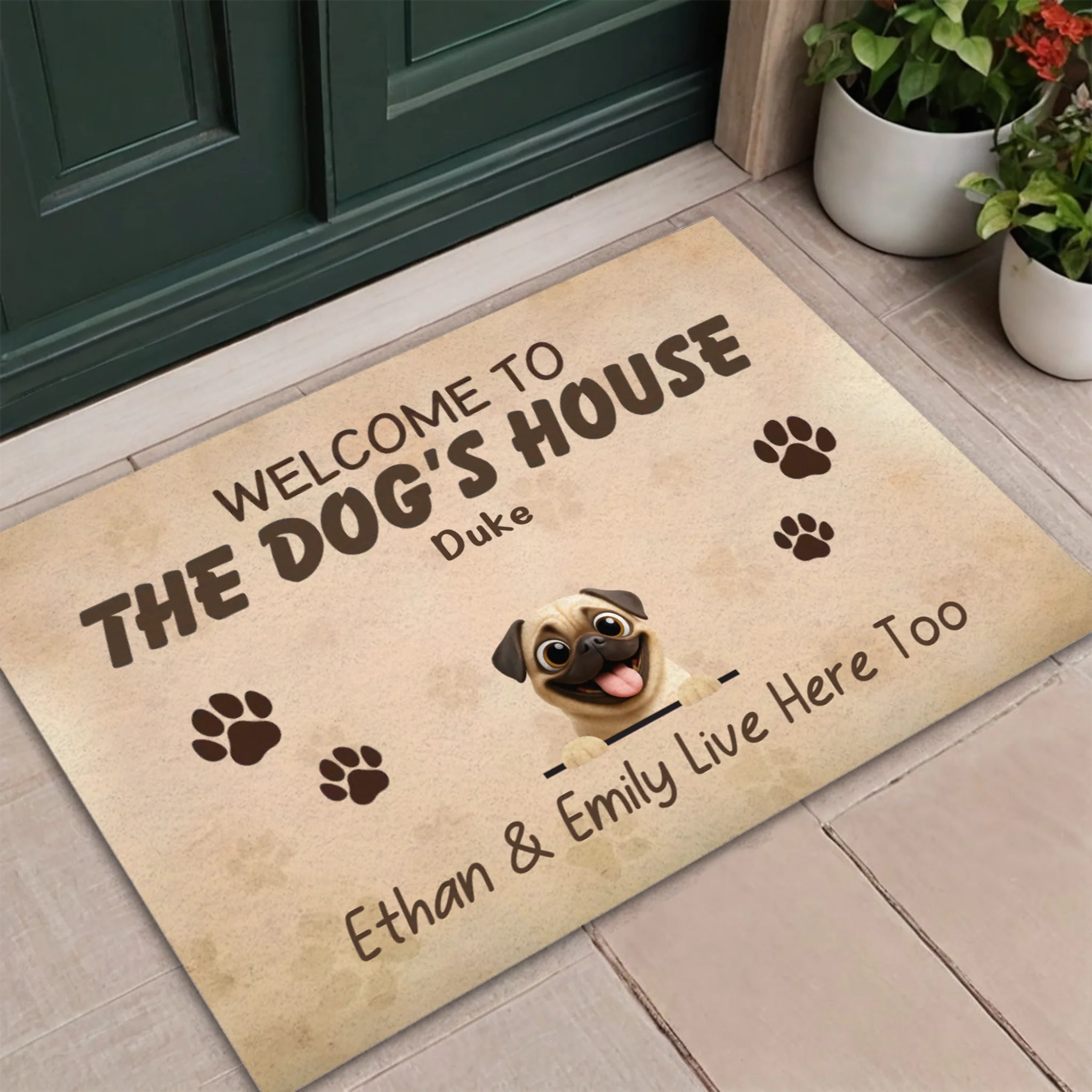 Personalized Pug Lover Doormat - Welcome To The Dog's House Custom Dog Name Gift | 89 Prints