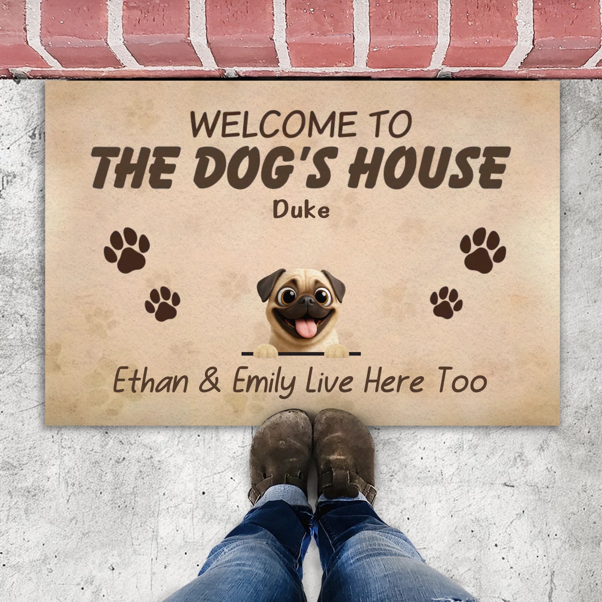 Personalized Pug Lover Doormat - Welcome To The Dog's House Custom Dog Name Gift | 89 Prints