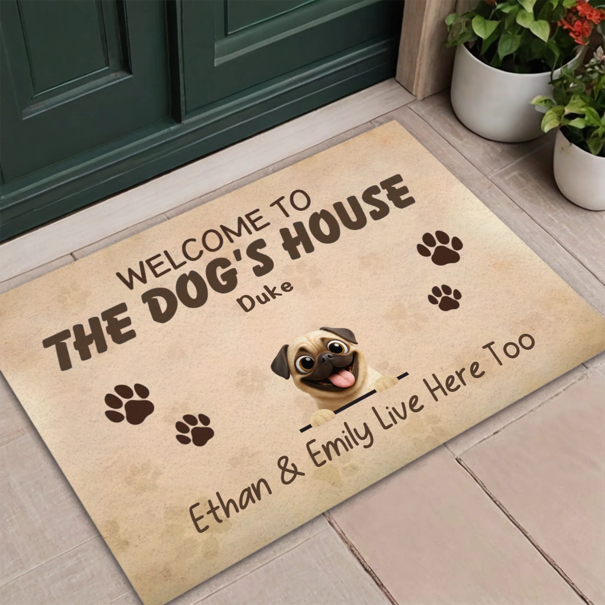 Personalized Pug Lover Doormat - Welcome To The Dog's House Custom Dog Name Gift | 89 Prints