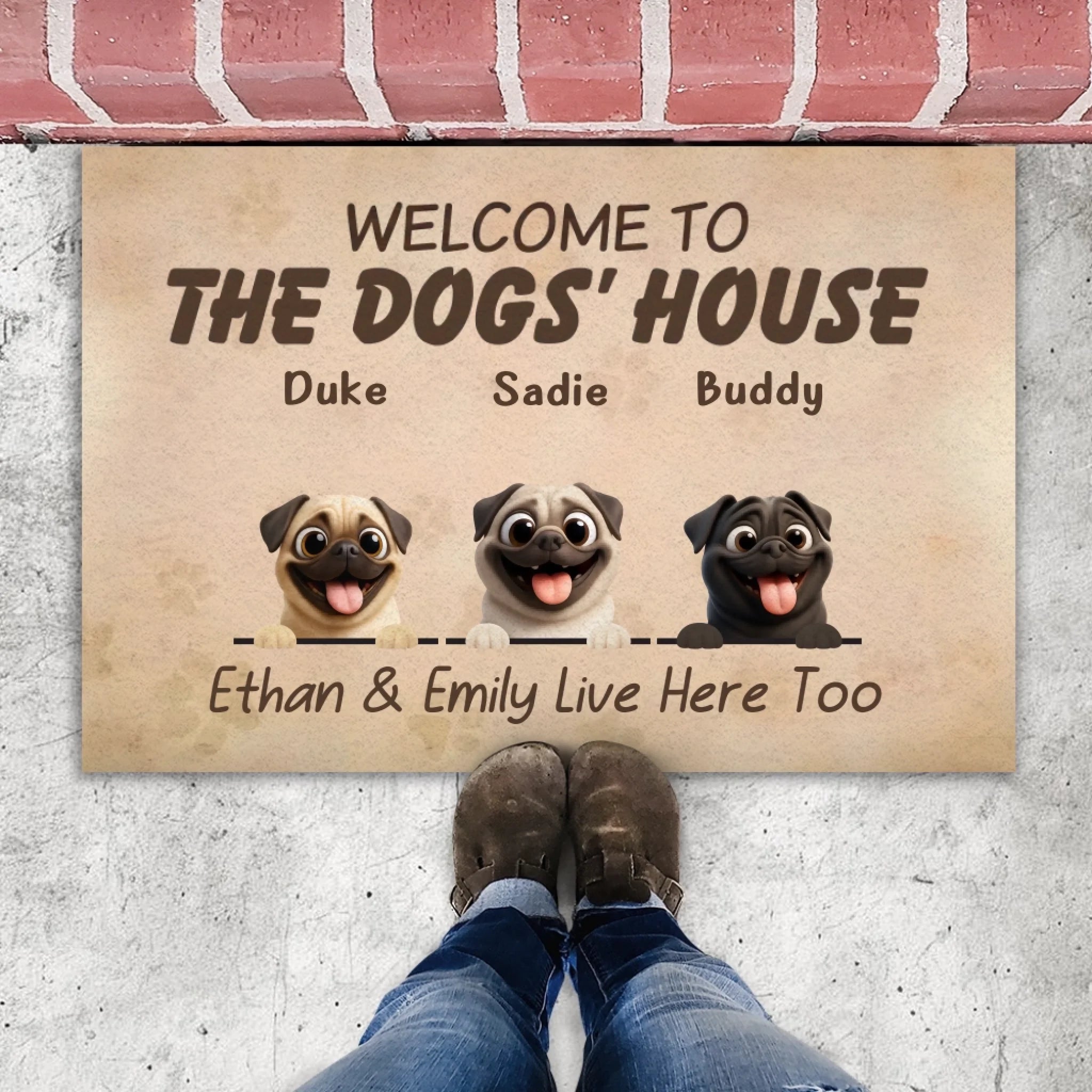 Personalized Pug Lover Doormat - Welcome To The Dog's House Custom Dog Name Gift | 89 Prints
