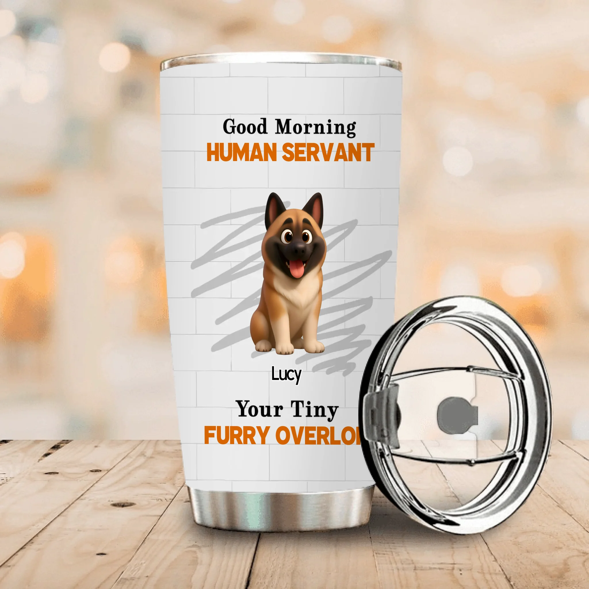Custom Dog Coffee Tumbler - Good Morning Human Servant, Presents For Dog Owners - 89Prints