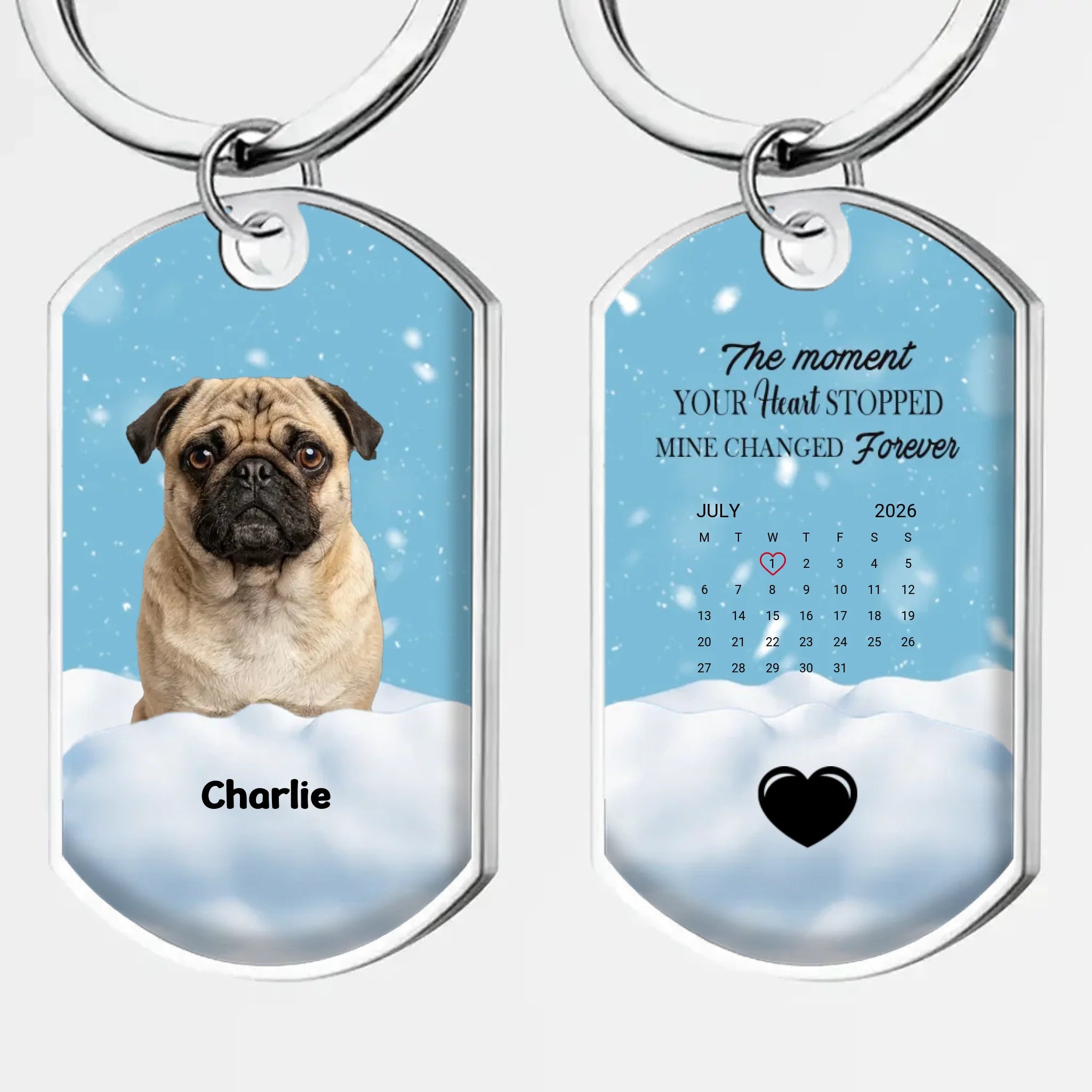 Custom Pug Keychain – The Moment Your Heart Stopped, Mine Changed Forever | 89Prints