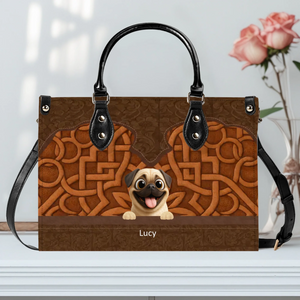 Personalized Pug Leather Handbag – Custom 3D Carved Pet Art Dog Themed Gifts | 89Prints