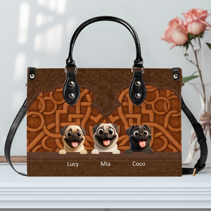 Personalized Pug Leather Handbag – Custom 3D Carved Pet Art Dog Themed Gifts | 89Prints