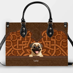 Personalized Pug Leather Handbag – Custom 3D Carved Pet Art Dog Themed Gifts | 89Prints
