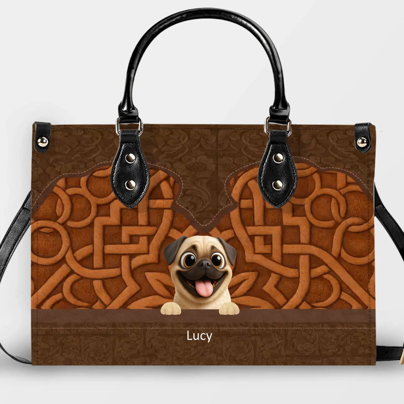 Personalized Pug Leather Handbag – Custom 3D Carved Pet Art Dog Themed Gifts | 89Prints