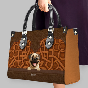 Personalized Pug Leather Handbag – Custom 3D Carved Pet Art Dog Themed Gifts | 89Prints