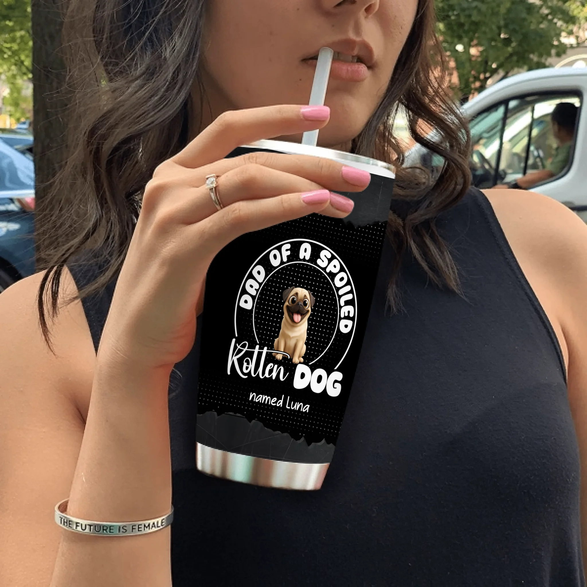 Personalized Pug Lover Tumbler – Dad Of A Spoiled Rotten Dog Named Custom Gift | 89Prints