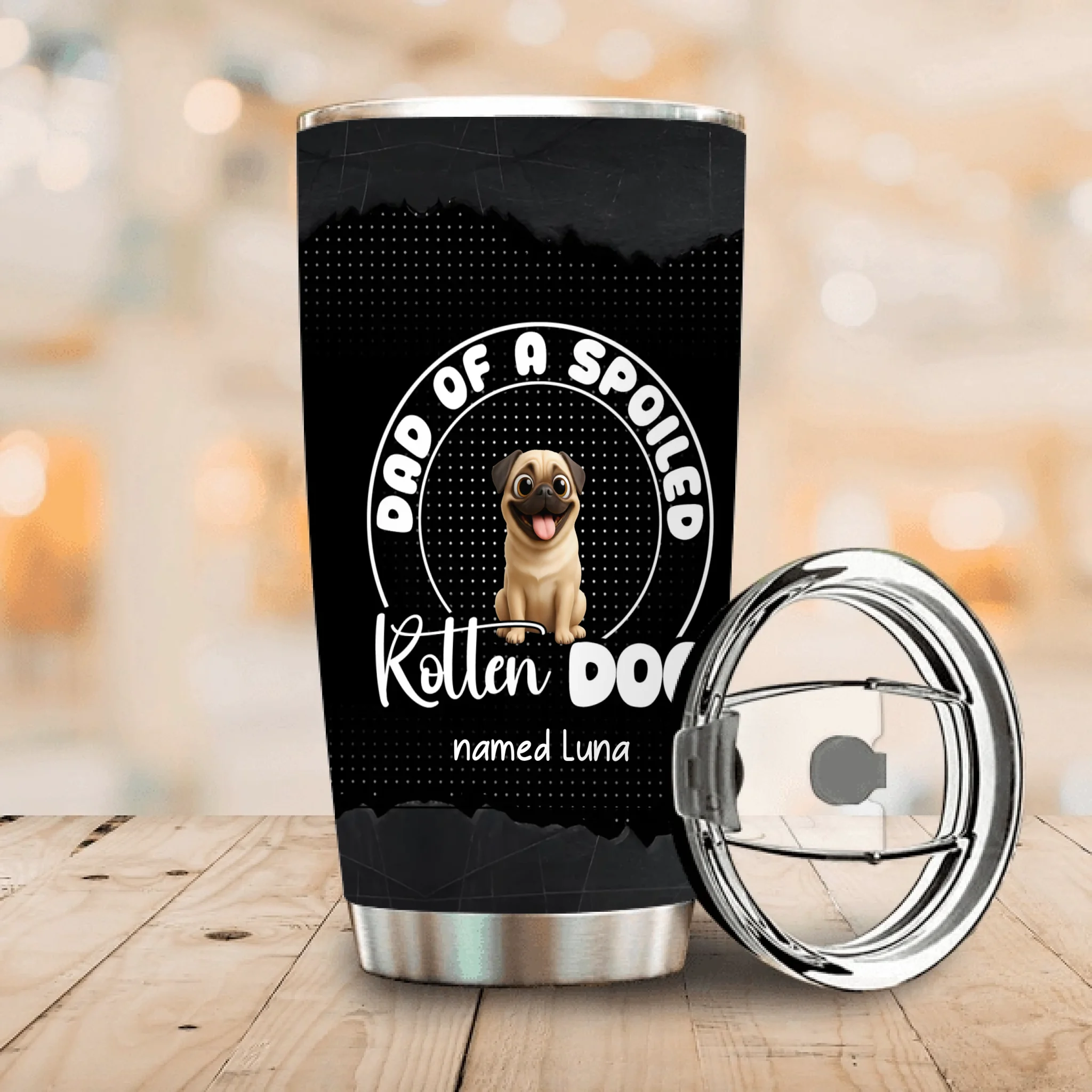 Personalized Pug Lover Tumbler – Dad Of A Spoiled Rotten Dog Named Custom Gift | 89Prints