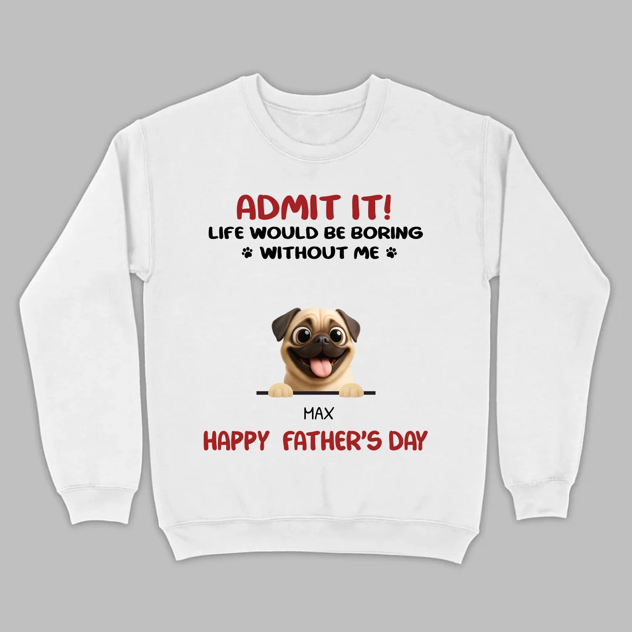 Personalized Pug Basic Tee - Celebrate Father’s Day With Custom Pet T-Shirts | 89Prints