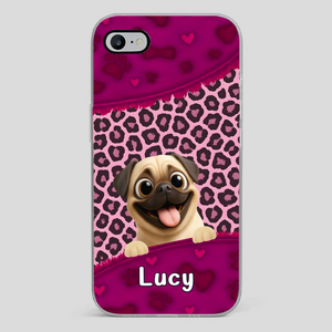 Custom Pug Lover Phone Case – Pink Leopard Pattern Personalized Gift | 89Prints