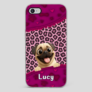 Custom Pug Lover Phone Case – Pink Leopard Pattern Personalized Gift | 89Prints