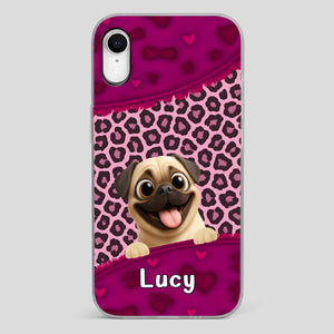 Custom Pug Lover Phone Case – Pink Leopard Pattern Personalized Gift | 89Prints