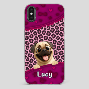 Custom Pug Lover Phone Case – Pink Leopard Pattern Personalized Gift | 89Prints