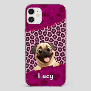 Custom Pug Lover Phone Case – Pink Leopard Pattern Personalized Gift | 89Prints