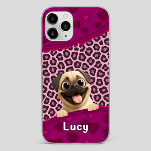 Custom Pug Lover Phone Case – Pink Leopard Pattern Personalized Gift | 89Prints