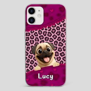 Custom Pug Lover Phone Case – Pink Leopard Pattern Personalized Gift | 89Prints