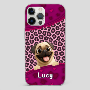 Custom Pug Lover Phone Case – Pink Leopard Pattern Personalized Gift | 89Prints
