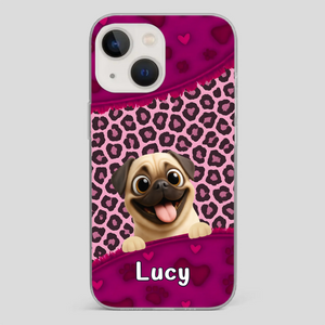 Custom Pug Lover Phone Case – Pink Leopard Pattern Personalized Gift | 89Prints