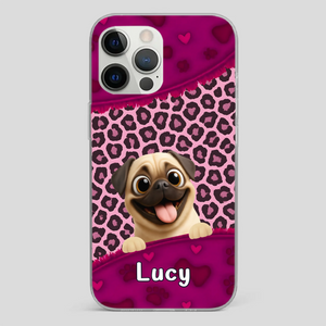 Custom Pug Lover Phone Case – Pink Leopard Pattern Personalized Gift | 89Prints