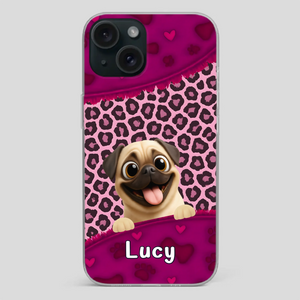 Custom Pug Lover Phone Case – Pink Leopard Pattern Personalized Gift | 89Prints
