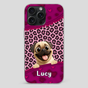 Custom Pug Lover Phone Case – Pink Leopard Pattern Personalized Gift | 89Prints