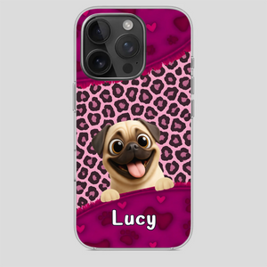 Custom Pug Lover Phone Case – Pink Leopard Pattern Personalized Gift | 89Prints
