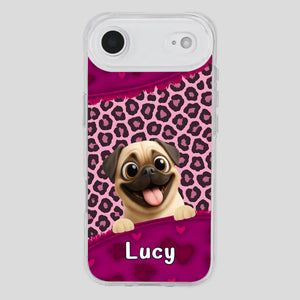 Custom Pug Lover Phone Case – Pink Leopard Pattern Personalized Gift | 89Prints