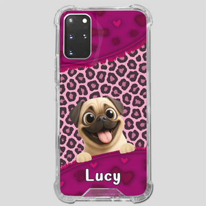 Custom Pug Lover Phone Case – Pink Leopard Pattern Personalized Gift | 89Prints