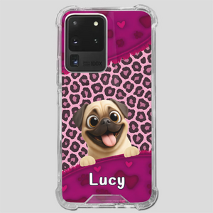 Custom Pug Lover Phone Case – Pink Leopard Pattern Personalized Gift | 89Prints