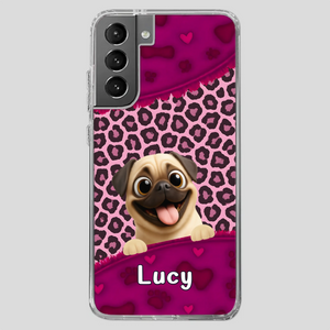 Custom Pug Lover Phone Case – Pink Leopard Pattern Personalized Gift | 89Prints