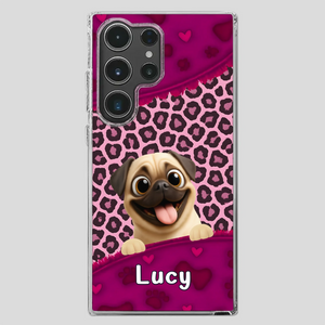 Custom Pug Lover Phone Case – Pink Leopard Pattern Personalized Gift | 89Prints