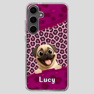 Custom Pug Lover Phone Case – Pink Leopard Pattern Personalized Gift | 89Prints