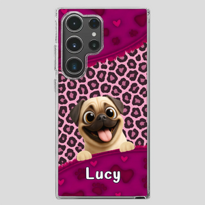 Custom Pug Lover Phone Case – Pink Leopard Pattern Personalized Gift | 89Prints