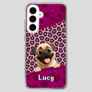 Custom Pug Lover Phone Case – Pink Leopard Pattern Personalized Gift | 89Prints