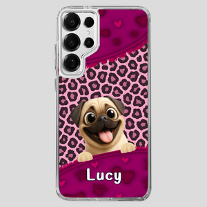Custom Pug Lover Phone Case – Pink Leopard Pattern Personalized Gift | 89Prints