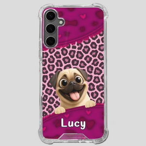 Custom Pug Lover Phone Case – Pink Leopard Pattern Personalized Gift | 89Prints