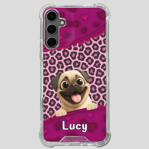 Custom Pug Lover Phone Case – Pink Leopard Pattern Personalized Gift | 89Prints