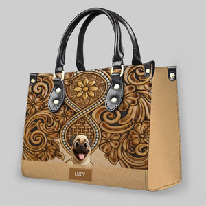 Personalized Pug Handbag - Vintage Tooled Leather Floral Dog Gift | 89Prints