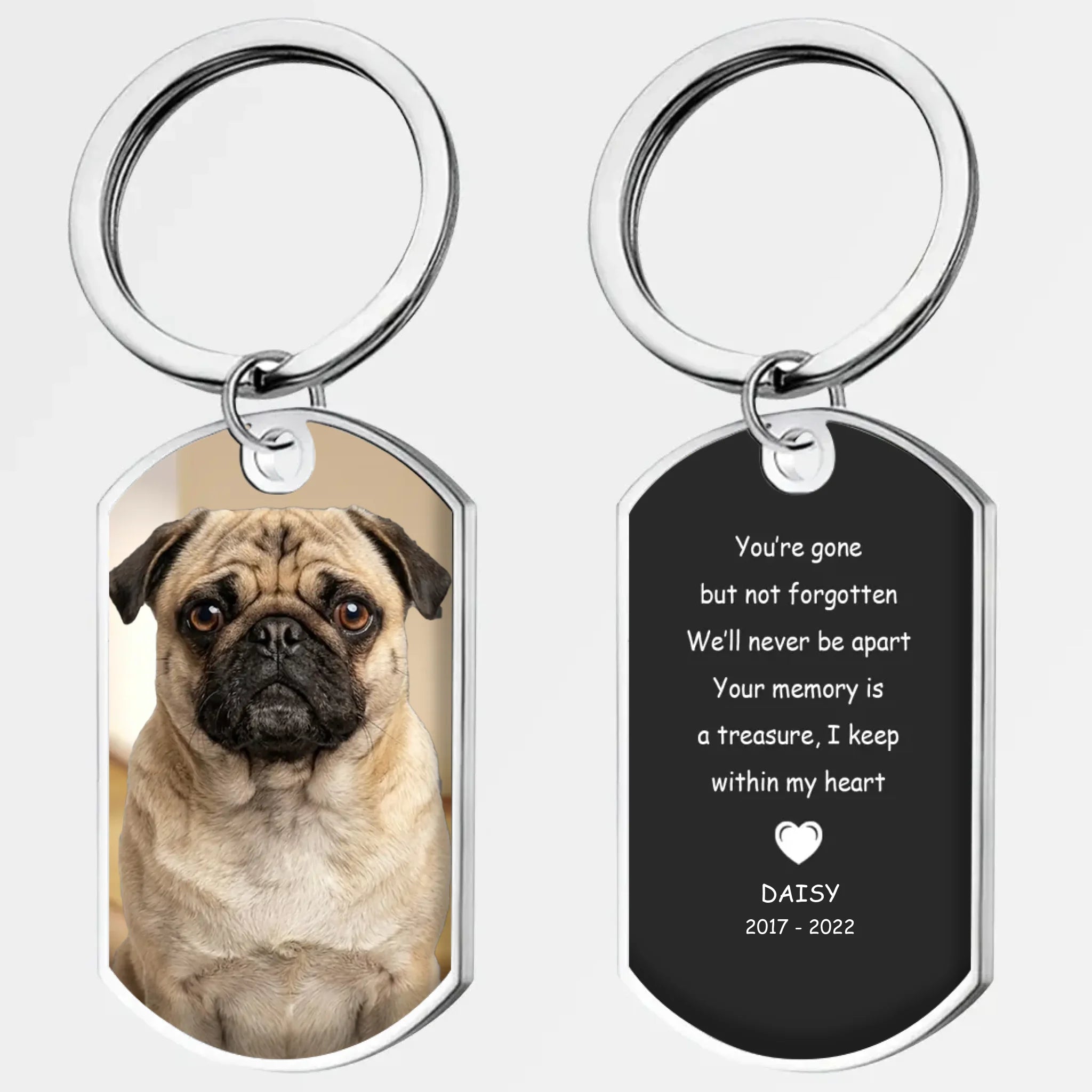 Customize Pug Memorial Keychain – Personalized Photo & Name Loss Gift | 89Prints