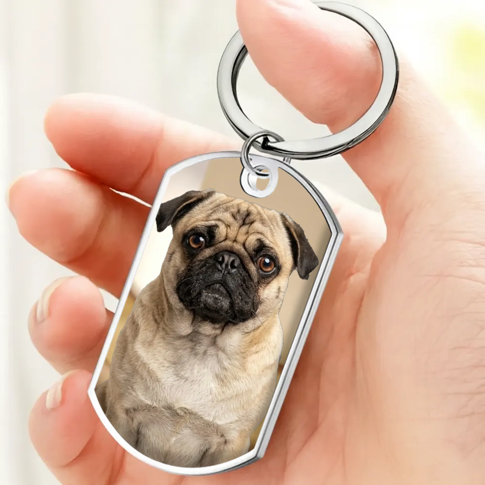 Customize Pug Memorial Keychain – Personalized Photo & Name Loss Gift | 89Prints