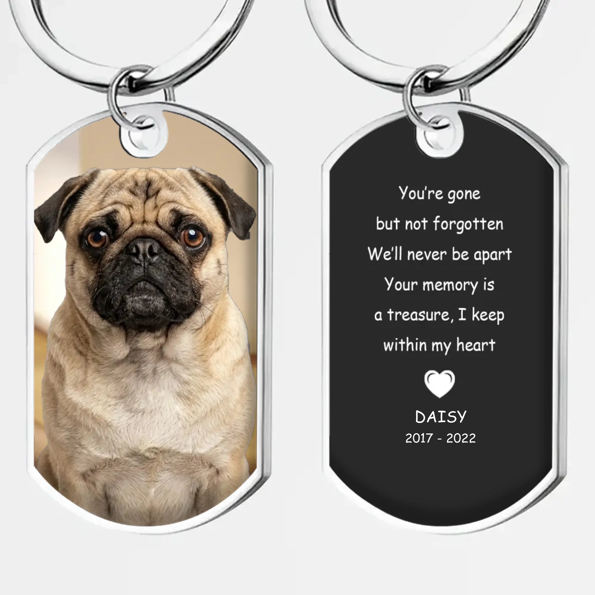 Customize Pug Memorial Keychain – Personalized Photo & Name Loss Gift | 89Prints