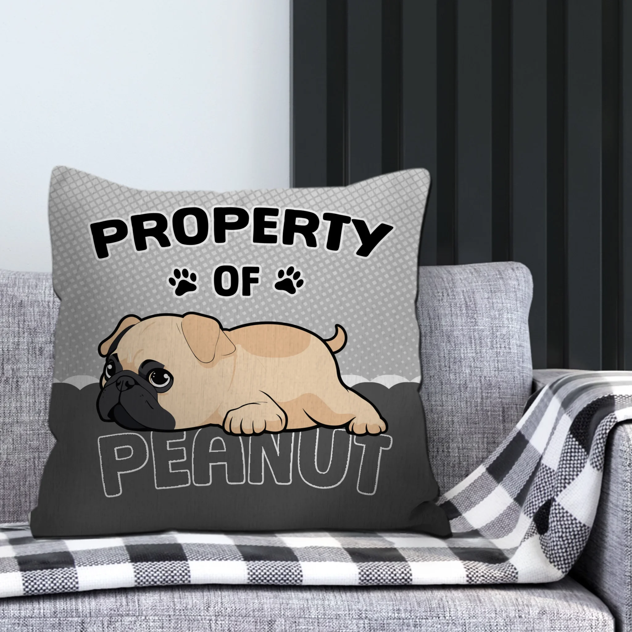 Custom Pug Lover Pillow - Personalized Property Of Dog Gift | 89Prints