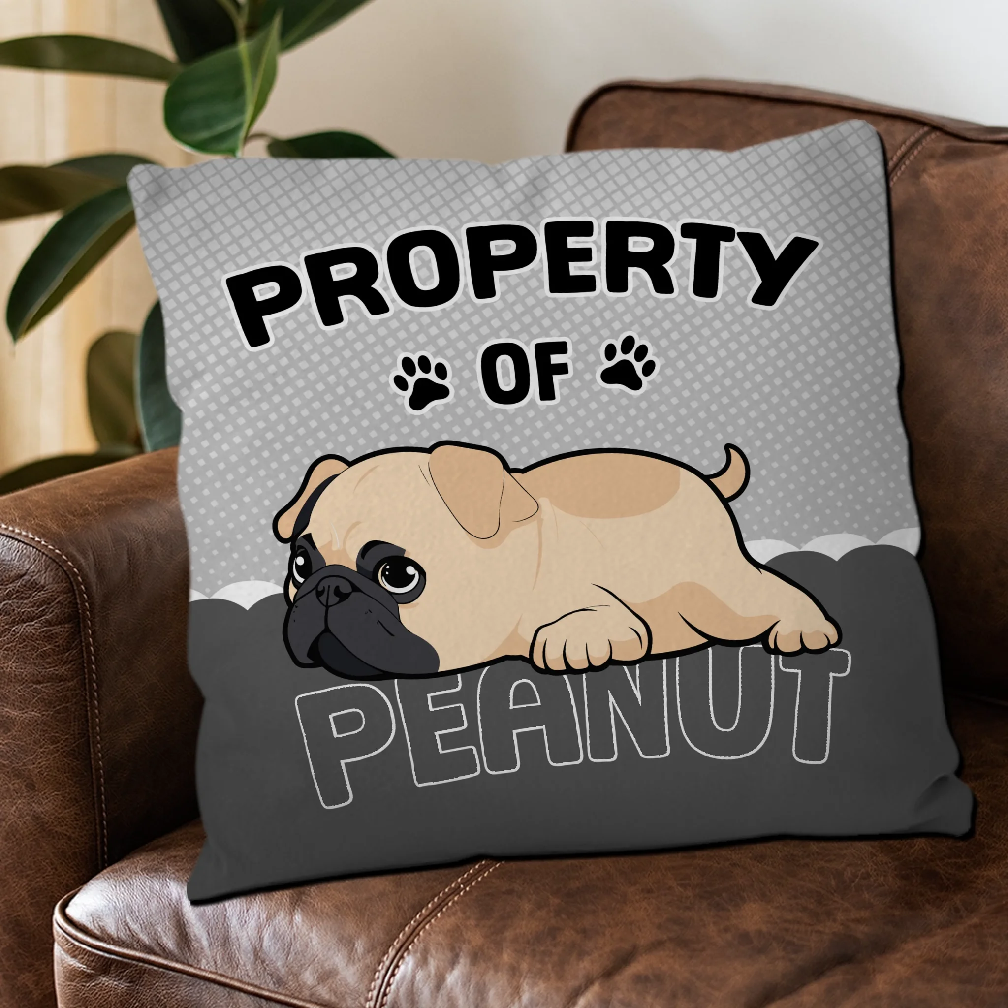 Custom Pug Lover Pillow - Personalized Property Of Dog Gift | 89Prints
