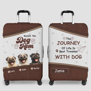 Personalized Pug Lover Luggage Cover - Rockin’ Dog Mom Travel Dog Gift | 89Prints