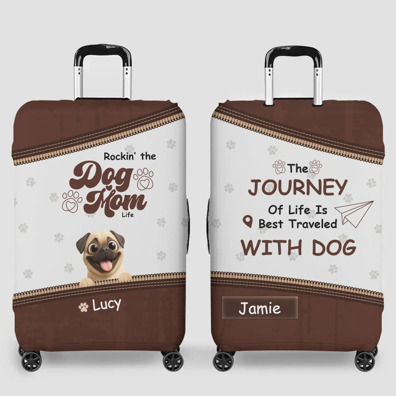 Personalized Pug Lover Luggage Cover - Rockin’ Dog Mom Travel Dog Gift | 89Prints