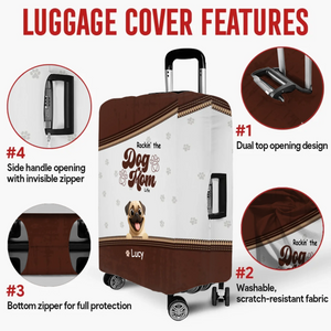 Personalized Pug Lover Luggage Cover - Rockin’ Dog Mom Travel Dog Gift | 89Prints